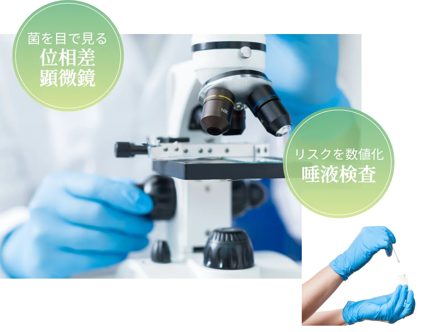 菌を目で見る位相差顕微鏡 リスクを数値化 唾液検査